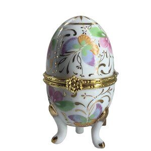 Formalities by Baum Bros Butterfly Collection Footed Egg Hinged Trinket Box 4"